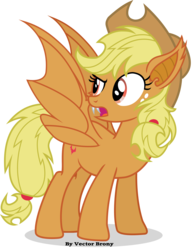 Size: 3524x4537 | Tagged: safe, artist:vector-brony, applejack, bat pony, pony, g4, applebat, female, race swap, simple background, solo, transparent background, vector