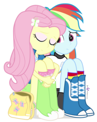 Size: 860x1085 | Tagged: safe, artist:dm29, fluttershy, rainbow dash, equestria girls, g4, duo, sad, simple background, transparent background, vector