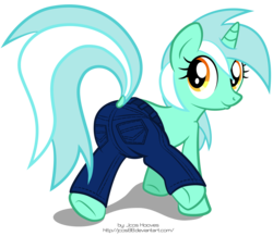 Size: 5000x4338 | Tagged: safe, artist:jcosneverexisted, lyra heartstrings, pony, g4, absurd resolution, butt, clothes, female, jeans, pants, plot, simple background, solo, transparent background, vector
