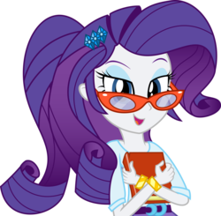 Size: 7708x7569 | Tagged: safe, artist:diamondsword11, rarity, equestria girls, g4, absurd resolution, alternate hairstyle, book, female, glasses, nerd pony, simple background, solo, transparent background, vector