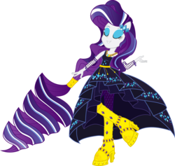 Size: 11996x11395 | Tagged: dead source, safe, artist:birdalliance, nightmare rarity, rarity, equestria girls, g4, absurd resolution, clothes, cosplay, costume, drill hair, female, ponied up, simple background, solo, transparent background, vector