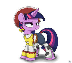 Size: 900x786 | Tagged: dead source, safe, artist:mistydash, twilight sparkle, pony, unicorn, g4, clothes, costume, cowgirl, female, jessie (toy story), needs more jpeg, solo, toy story, twilight sparkle is not amused, unamused, unicorn twilight