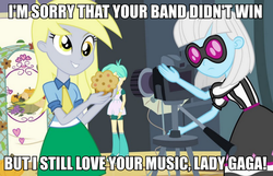 Size: 1008x650 | Tagged: safe, edit, edited screencap, screencap, derpy hooves, photo finish, tennis match, equestria girls, g4, my little pony equestria girls, background human, image macro, meme, photo finish insults