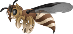 Size: 1700x804 | Tagged: safe, artist:blackfreya, changeling, hybrid, wasp, waspling, brown changeling, male, simple background, smiling, solo, transparent background