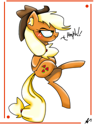 Size: 900x1200 | Tagged: safe, artist:mushroomcookiebear, applejack, g4, angry, crossed legs, female, solo