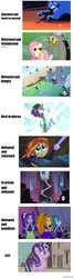 Size: 853x3162 | Tagged: safe, edit, edited screencap, screencap, adagio dazzle, aria blaze, discord, king sombra, lord tirek, nightmare moon, queen chrysalis, sonata dusk, starlight glimmer, sunset shimmer, a canterlot wedding, equestria girls, friendship is magic, g4, keep calm and flutter on, my little pony equestria girls, my little pony equestria girls: rainbow rocks, the crystal empire, the cutie map, twilight's kingdom, antagonist, comic, screencap comic, the dazzlings