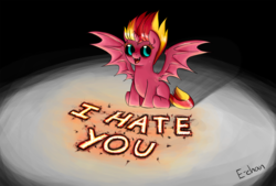 Size: 1300x878 | Tagged: dead source, safe, artist:mornincloud, sunset shimmer, demon, pony, g4, cute, filly, i hate you, ponified, solo, sunset satan