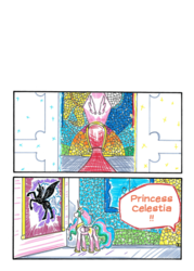 Size: 500x698 | Tagged: safe, artist:mornincloud, princess celestia, g4, comic, dialogue, my faithful student, traditional art