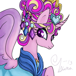 Size: 500x500 | Tagged: safe, artist:edlynette, princess cadance, alicorn, pony, g4, ceremonial headdress, female, simple background, solo, white background