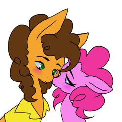 Size: 400x400 | Tagged: safe, artist:edlynette, cheese sandwich, pinkie pie, g4, blushing, female, male, ship:cheesepie, shipping, straight