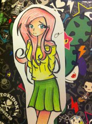 Size: 1024x1371 | Tagged: safe, artist:willow-isnt-fabulous, fluttershy, human, g4, female, humanized, paper child, solo