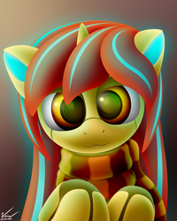 Size: 2000x2500 | Tagged: safe, artist:symbianl, oc, oc only, oc:autumn leaf, pony, robot, robot pony, :3, clothes, high res, looking at you, scarf, solo