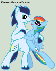 Size: 700x899 | Tagged: safe, artist:cadance08894, rainbow dash, soarin', g4, dancing, female, male, old cutie mark, ship:soarindash, shipping, straight