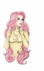 Size: 600x960 | Tagged: safe, artist:excellentxavier, fluttershy, human, g4, female, humanized, solo