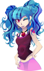 Size: 1195x1920 | Tagged: safe, artist:rariedash, sonata dusk, equestria girls, g4, my little pony equestria girls: rainbow rocks, alternate hairstyle, alternative cutie mark placement, cutie mark, cutie mark on human, female, grin, humanized, simple background, smiling, solo, transparent background, twintails, wink