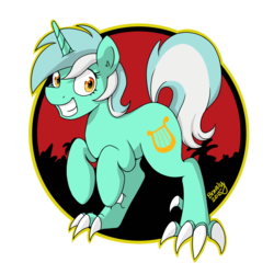 Size: 3200x3200 | Tagged: safe, artist:bravelyart, lyra heartstrings, dinosaur, hybrid, pony, velociraptor, g4, bipedal, dinopony, dinosaurified, female, high res, lyraptor, solo