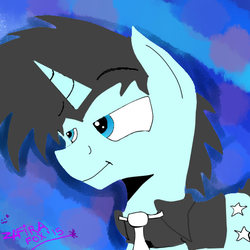 Size: 512x512 | Tagged: safe, artist:zaphyray, neon lights, rising star, pony, unicorn, g4, clothes, necktie, shirt, solo