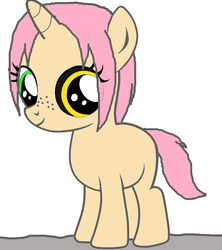Size: 841x949 | Tagged: safe, pony, unicorn, black sclera, female, freckles, heterochromia, pink mane, pink tail, scp, scp foundation, scp-040, solo