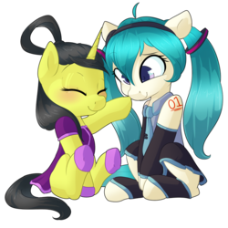 Size: 1280x1280 | Tagged: safe, artist:rue-willings, oc, hatsune miku, ponified, vocaloid