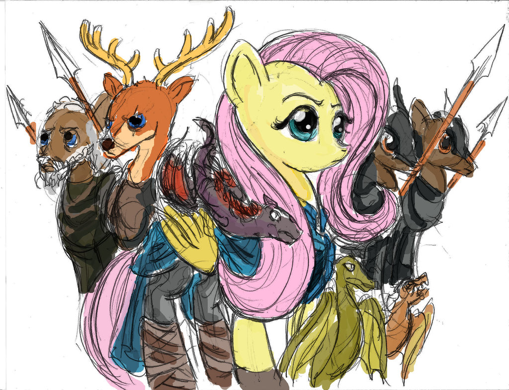 843970 Safe Artist Thelivingshadow Fluttershy G4 Crossover