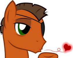 Size: 1341x1064 | Tagged: safe, artist:dtkraus, oc, oc only, oc:rustback, earth pony, pony, bedroom eyes, blowing a kiss, eyepatch, heart, male, ponysona, simple background, stallion, teasing, transparent, transparent background, vector