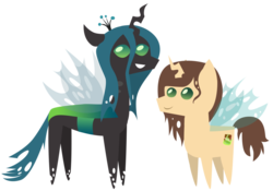 Size: 1024x717 | Tagged: safe, artist:foreshadowart, queen chrysalis, oc, oc:poisoned soul, changeling, changeling queen, g4, bbbff, chrysalislover, female, pointy ponies