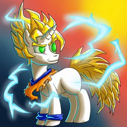 Size: 894x894 | Tagged: safe, artist:semajz, pony, unicorn, dragon ball, dragon ball z, super saiyan 2