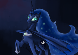 Size: 3508x2480 | Tagged: safe, artist:soirema-pl, princess luna, g4, bat wings, female, high res, solo