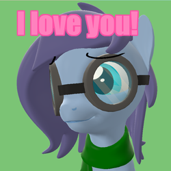 Size: 600x600 | Tagged: safe, artist:camchao, oc, oc only, oc:aural harmony, earth pony, pony, 3d, clothes, cute, female, goggles, i love you, mare, scarf, solo, source filmmaker