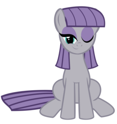 Size: 2700x2876 | Tagged: safe, artist:kuren247, maud pie, earth pony, pony, g4, female, high res, looking at you, mare, simple background, sitting, smiling, solo, transparent background, vector, when she smiles, wink