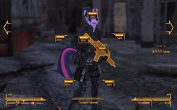 Size: 1200x750 | Tagged: safe, screencap, twilight sparkle, g4, 3d, chinese stealth armor, fallout, fallout: new vegas, g36, g36k, game, korean, v.a.t.s.