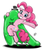 Size: 1280x1526 | Tagged: safe, artist:pia-sama, pinkie pie, smooze, earth pony, goo, pony, g4, make new friends but keep discord, anatomically incorrect, bipedal, dancing, grin, hug, incorrect leg anatomy, looking at you, signature, smiling, smoozepie