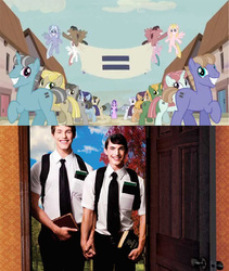 Size: 720x855 | Tagged: safe, human, g4, season 5, the cutie map, creepy, equal cutie mark, equal town banner, irl, irl human, mormons, photo