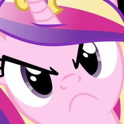 Size: 4800x4800 | Tagged: safe, edit, editor:pika-robo, princess cadance, alicorn, pony, g4, :c, >:c, absurd resolution, angry, close-up, cute, cutedance, face, female, frown, glare, hi anon, looking at you, madorable, mare, meme, solo