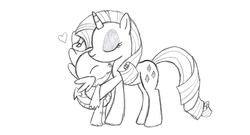 Size: 1296x702 | Tagged: safe, artist:sylviene, rarity, spike, g4, female, male, monochrome, ship:sparity, shipping, straight