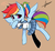 Size: 1391x1279 | Tagged: safe, artist:lessue, rainbow dash, g4, alternate hairstyle, belly button, blushing, bow, clothes, cute, dashabetes, female, hair bow, midriff, miniskirt, pleated skirt, ponytail, school uniform, signature, skirt, solo, speech bubble