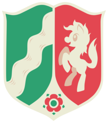 Size: 2601x2937 | Tagged: safe, artist:taritoons, earth pony, pony, coat of arms, cute, flower, germany, heraldry, high res, nordrhein-westfalen, nrw, open mouth, ponified, rearing, river, simple background, smiling, transparent background