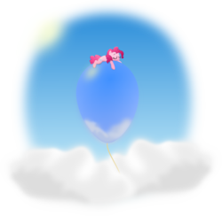 Size: 4000x3905 | Tagged: safe, artist:weweweeee, pinkie pie, g4, balloon, cloud, female, simple background, sky, sleeping, solo, then watch her balloons lift her up to the sky, transparent background