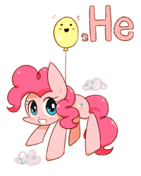 Size: 800x1000 | Tagged: dead source, safe, artist:joycall6, part of a set, pinkie pie, earth pony, pony, series:joycall6's periodic table, g4, balloon, blushing, chemistry, cute, diapinkes, female, floating, happy, helium, looking at you, open mouth, periodic table, smiling, solo, then watch her balloons lift her up to the sky