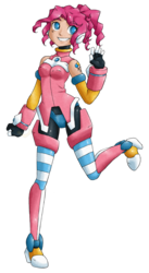 Size: 897x1634 | Tagged: safe, artist:zeromidnight, pinkie pie, human, g4, alternative cutie mark placement, blue eyes, boots, bracelet, clothes, colored pupils, crossover, cutie mark, cutie mark on human, cutie mark tattoo, female, gloves, humanized, jewelry, mega man (series), megaman zero, pink hair, png, reploid, shoes, shoulder cutie mark, simple background, solo, tattoo, transparent background, vector