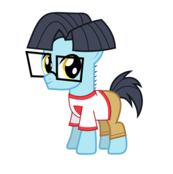 Size: 1206x1211 | Tagged: safe, splash panel, g4, my little pony: friendship is magic, rainbow falls, trade ya!, background pony, blue, clothes, colt, comic geek pony, foal, glasses, male, simple background, solo, transparent background, vector