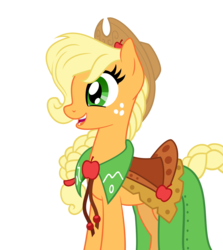 Size: 5000x5595 | Tagged: safe, artist:kp-shadowsquirrel, artist:outlaw-marston, applejack, g4, absurd resolution, clothes, dress, female, gala dress, happy, open mouth, simple background, solo, transparent background, vector