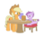 Size: 1138x900 | Tagged: safe, artist:carnifex, applejack, oc, oc:lavender, dracony, hybrid, g4, :o, chair, cute, eyes on the prize, interspecies offspring, jackabetes, lavandorable, mouth hold, offspring, pancakes, parent:rarity, parent:spike, parents:sparity, simple background, sitting, smiling, sparkles, transparent background