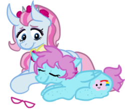 Size: 382x334 | Tagged: safe, artist:discorcl, violet blurr, oc, oc:dreamy wish, g4, canon x oc, cute, shipping, violetwish