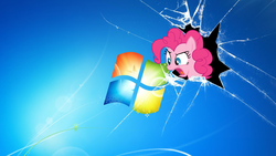 Size: 1920x1080 | Tagged: safe, artist:mehoep, pinkie pie, earth pony, pony, g4, breaking the fourth wall, female, fourth wall, mare, microsoft windows, solo, wallpaper