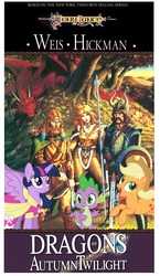 Size: 1037x1793 | Tagged: safe, applejack, spike, twilight sparkle, alicorn, pony, g4, dragonlance, dungeons and dragons, female, mare, parody, twilight sparkle (alicorn)