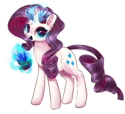 Size: 1280x1168 | Tagged: safe, artist:carligercarl, rarity, pony, unicorn, g4, crystal, female, gem, happy, magic, mare, puppy dog eyes, simple background, solo, telekinesis, transparent background