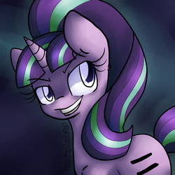 Size: 1280x1280 | Tagged: safe, artist:prlncess-lollipop, starlight glimmer, g4, the cutie map, female, grin, smiling, solo