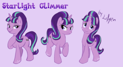 Size: 1000x546 | Tagged: safe, artist:lifyen, starlight glimmer, pony, unicorn, g4, the cutie map, crying, equal cutie mark, female, frown, purple background, s5 starlight, simple background, smiling, solo