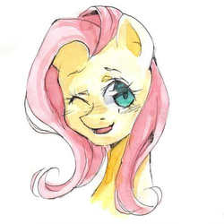 Size: 676x676 | Tagged: safe, artist:my-magic-dream, fluttershy, g4, female, smiling, solo, wink